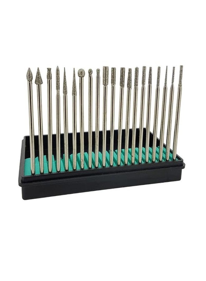 Khayl Rotary Shank Diamond Burr Bit Set | Grinding Burr Needle Point Engraving Stainless Steel Drill Bit Rotary Tool Set (20 pcs set | 2.35 Shank) - Image 2